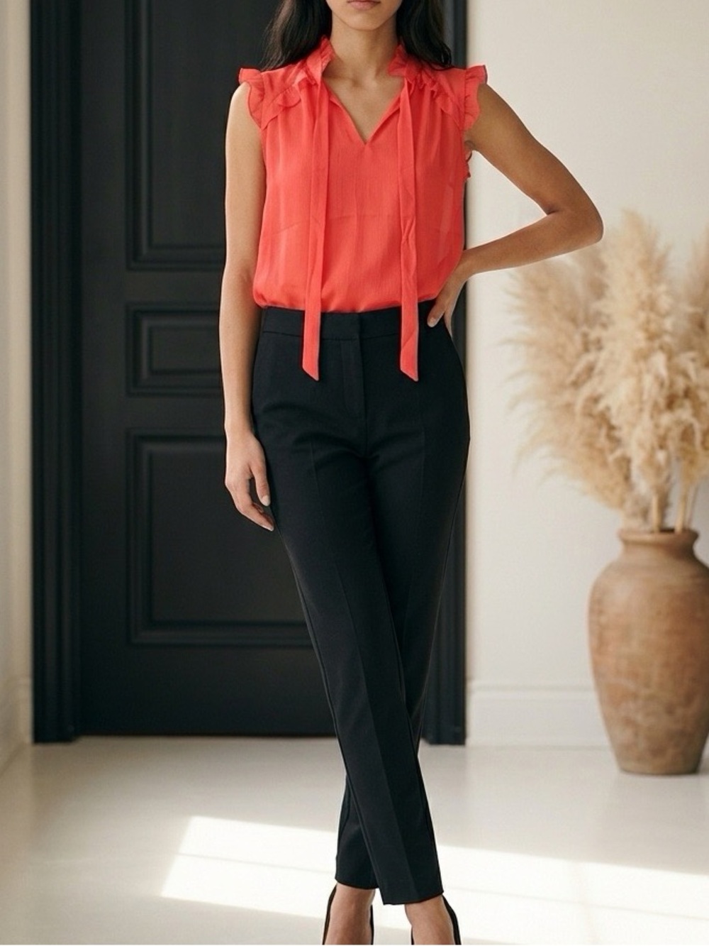 Ann Taylor Coral Sheer‎ Blouse - Size Small